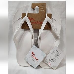 Archies Arch Support Thong WHITE LEATHER Flip Flops Sandal Men 10 Women 11 New